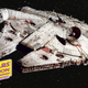 The Millennium Falcon on a black background.